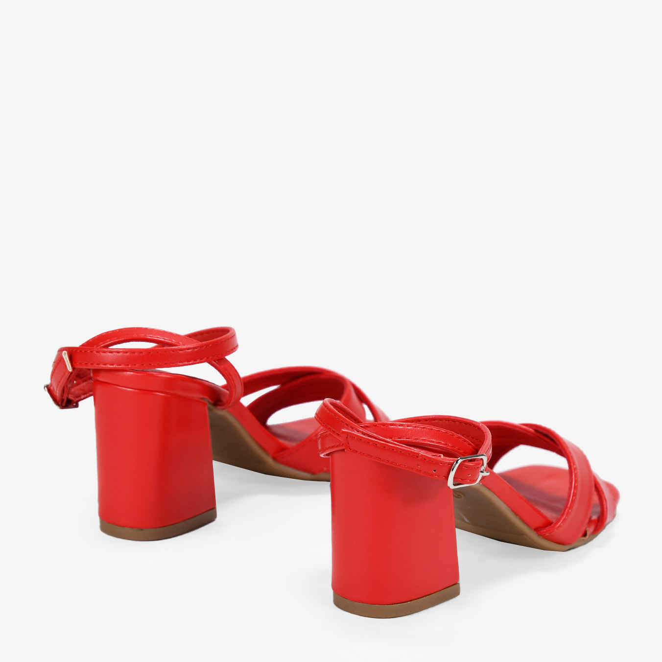 Sandalias de tacón ancho rojas mate