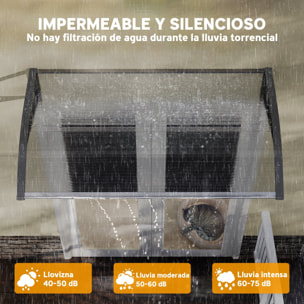 Marquesinas Exterior para Puertas y Ventanas, 110x60 cm, Tejadillo de Protección contra Sol y Lluvia, con Cubierta de Policarbonato, Barras de Aleación de Aluminio, Transparente