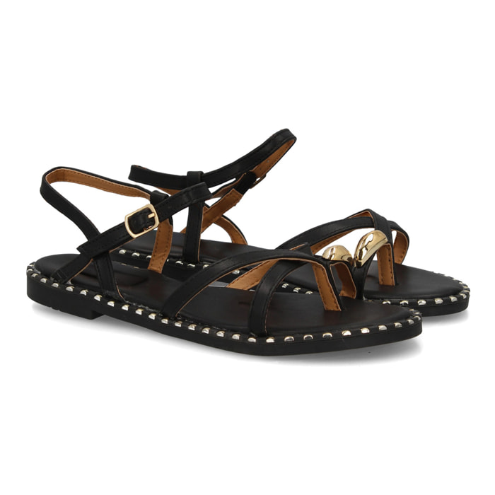 Sandalia plana mujer elegante verano con tachuelas