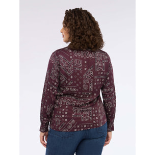 Fiorella Rubino - Camicia stampa bandana in mussola - Bordeaux
