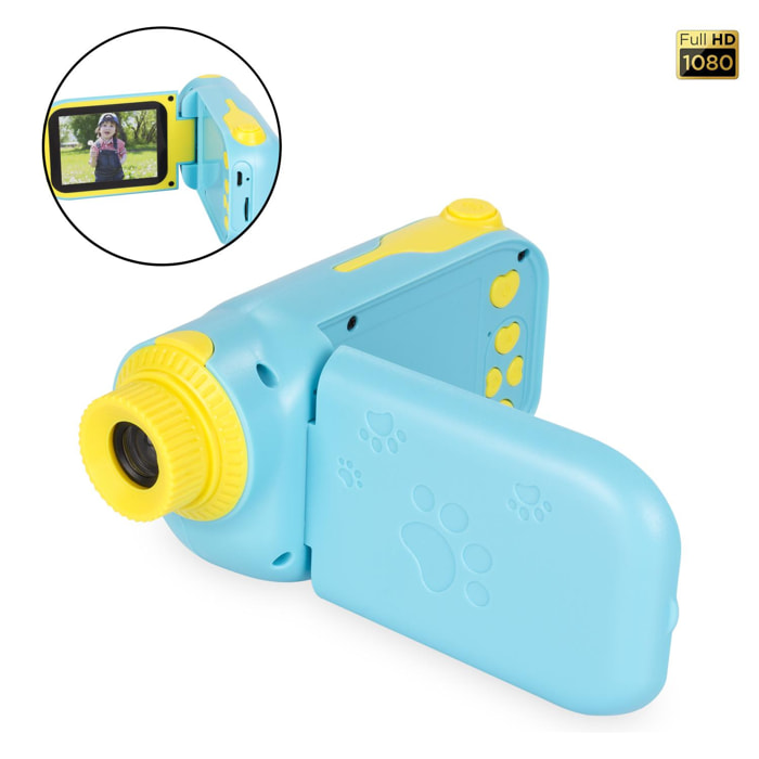 Fotocamera digitale per bambini di foto e video con giochi. Schermo pieghevole da 2,4''. 12 mpx e video Full HD.