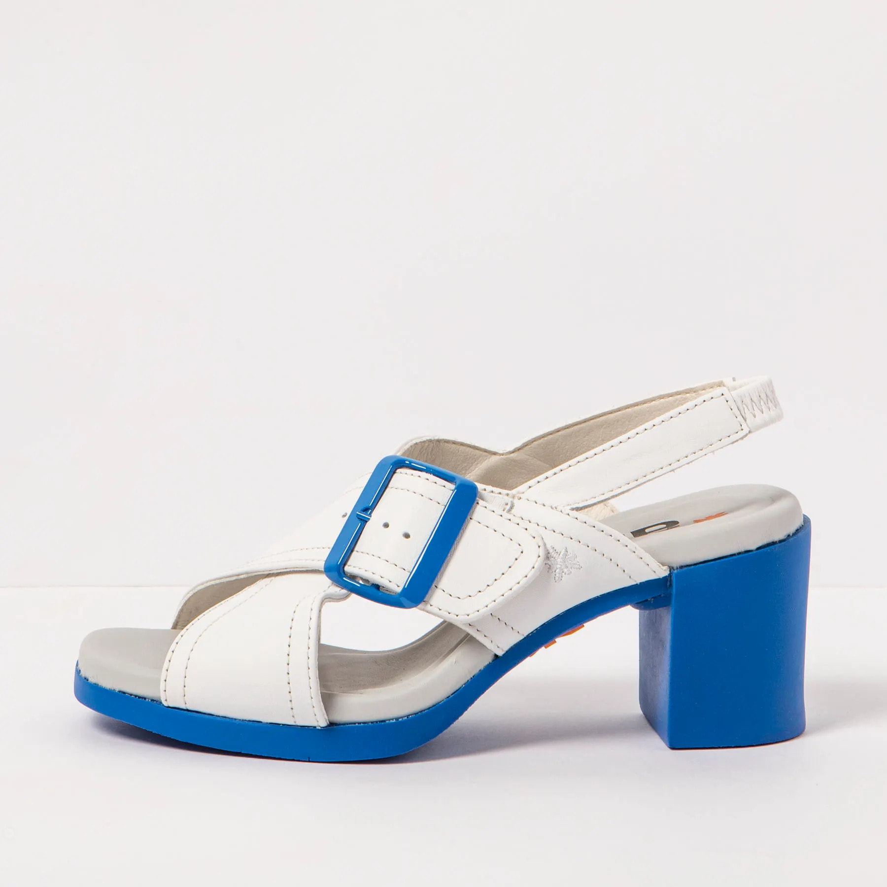 Sandalias con tacón 1845 NAPPA WHITE-BLUE/ CANNES color White-blue