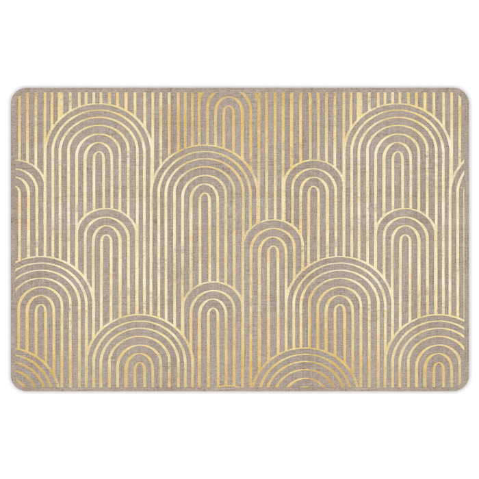 Set de 4 individuales de vinilo CERAMIKO, Natural arcos dorados 4u-30x45 cm