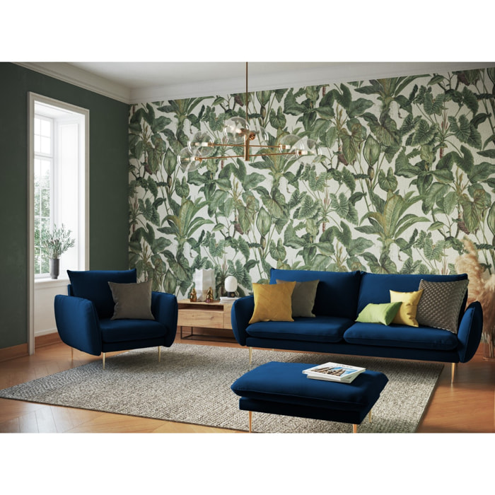 Fauteuil "Vienna" en velours bleu roi