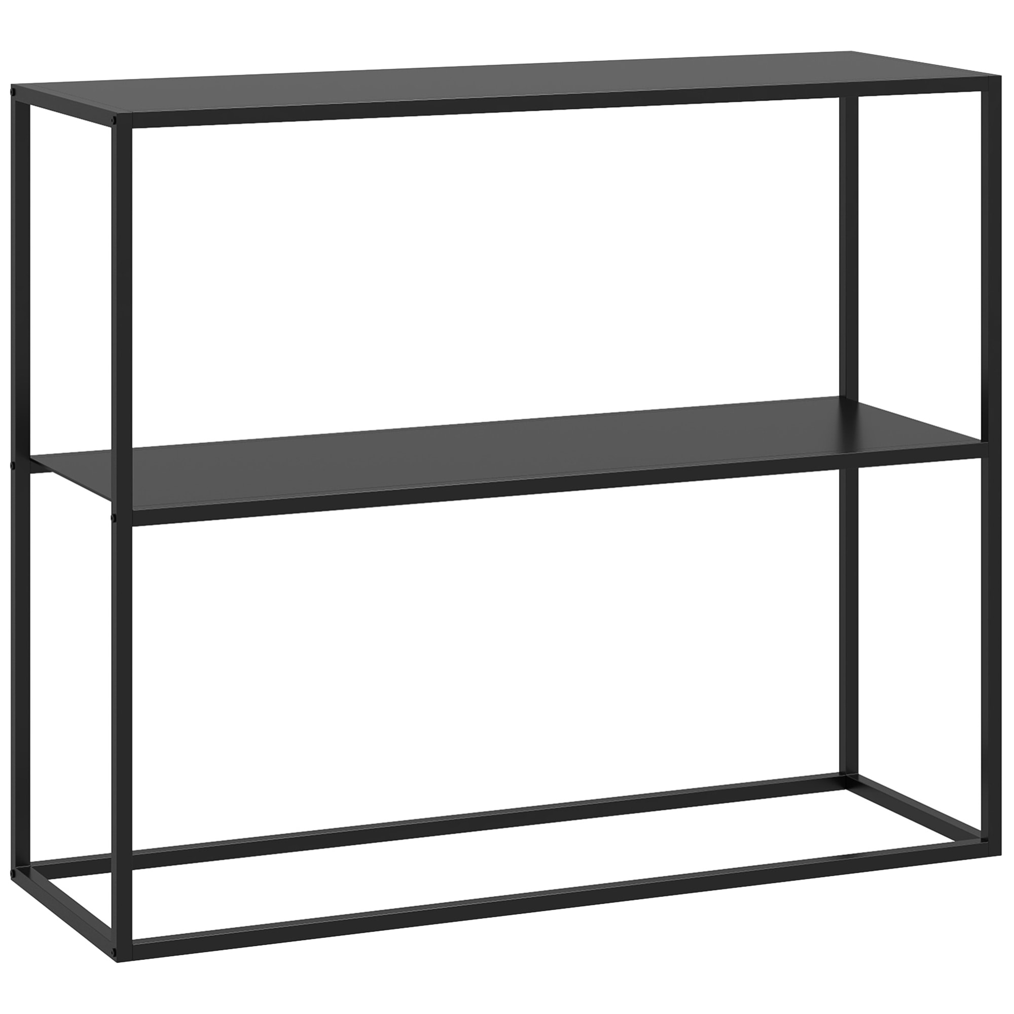 Mesa de Consola Estilo Industrial Mesa de Entrada con Estante Marco de Acero y Antivuelco Mueble de Recibidor para Salón Pasillo Carga 20 kg 90x30x75 cm Negro