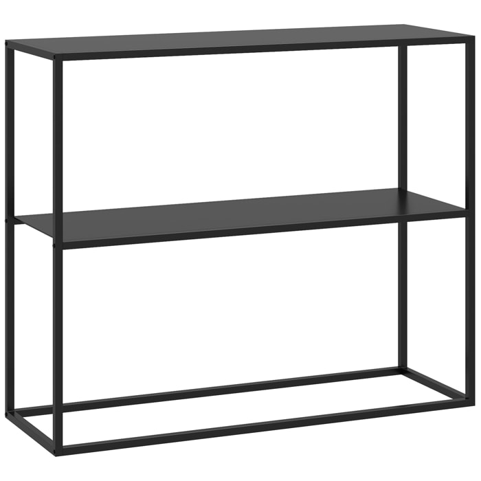 Mesa de Consola Estilo Industrial Mesa de Entrada con Estante Marco de Acero y Antivuelco Mueble de Recibidor para Salón Pasillo Carga 20 kg 90x30x75 cm Negro