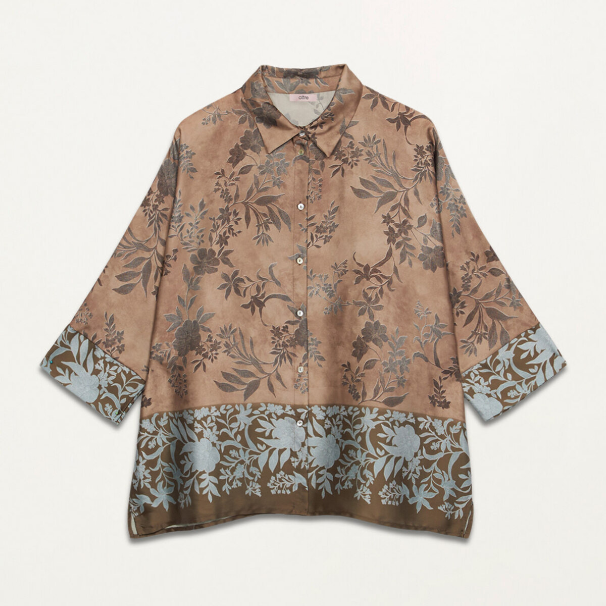 Oltre - Patterned satin shirt - Beige