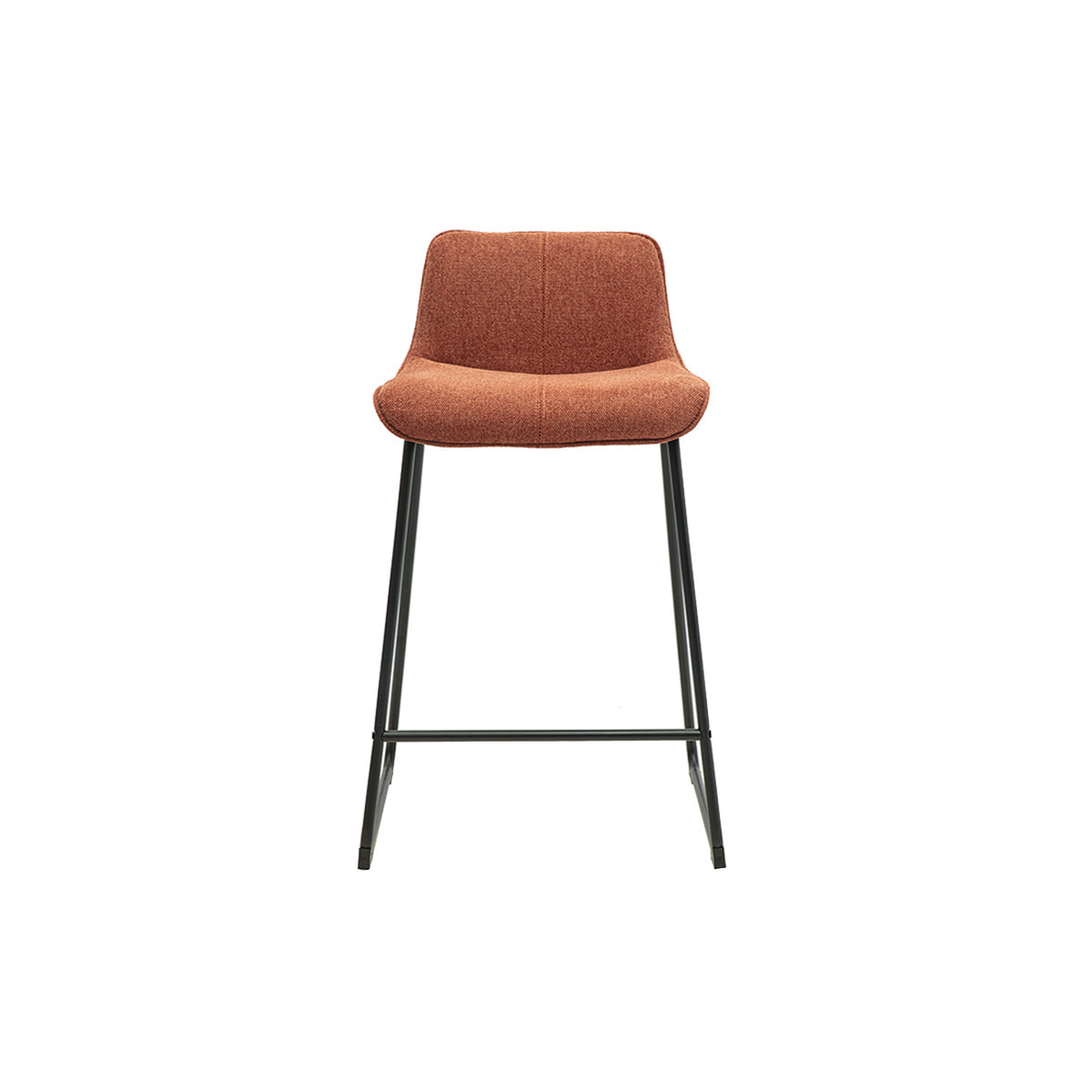 Tabourets de bar en tissu effet velours texturé terre brûlée et métal noir H65 cm (lot de 2) BOOST
