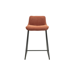 Tabourets de bar en tissu effet velours texturé terre brûlée et métal noir H65 cm (lot de 2) BOOST