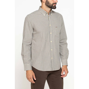 CAMICIA FANTASIA TINTO FILO CON COLLO BUTTON-DOWN