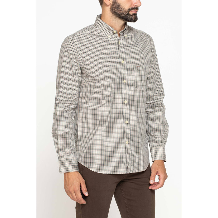 CAMICIA FANTASIA TINTO FILO CON COLLO BUTTON-DOWN