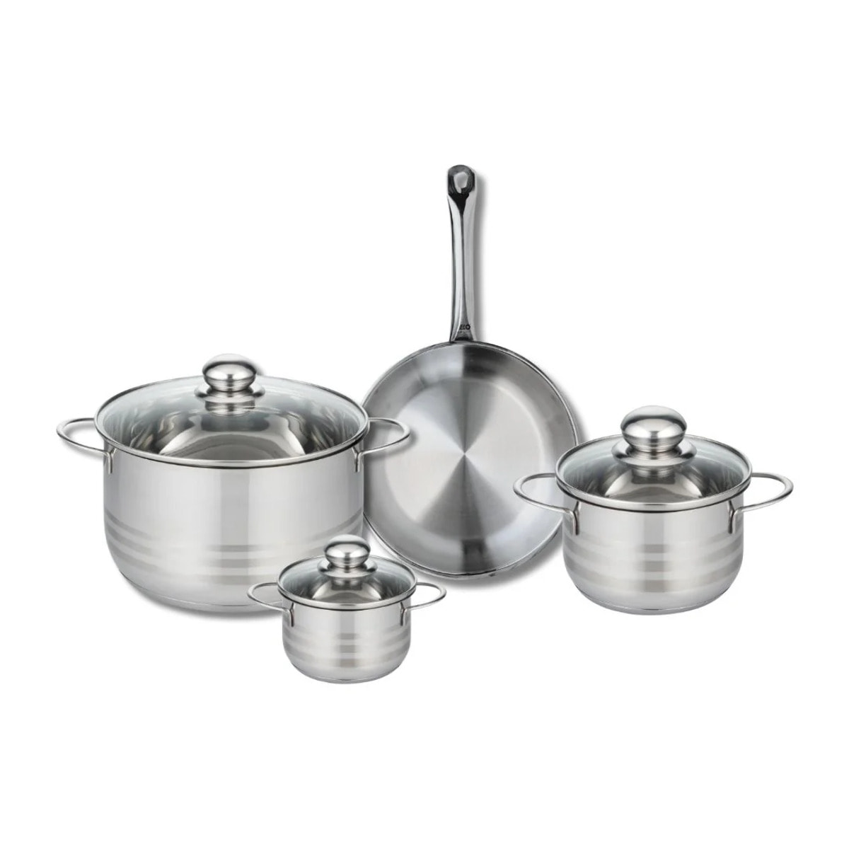 Ensemble de 1 Poêle de cuisson 24 cm et 3 faitouts 12, 16 et 24 cm Elo Profi Brillant