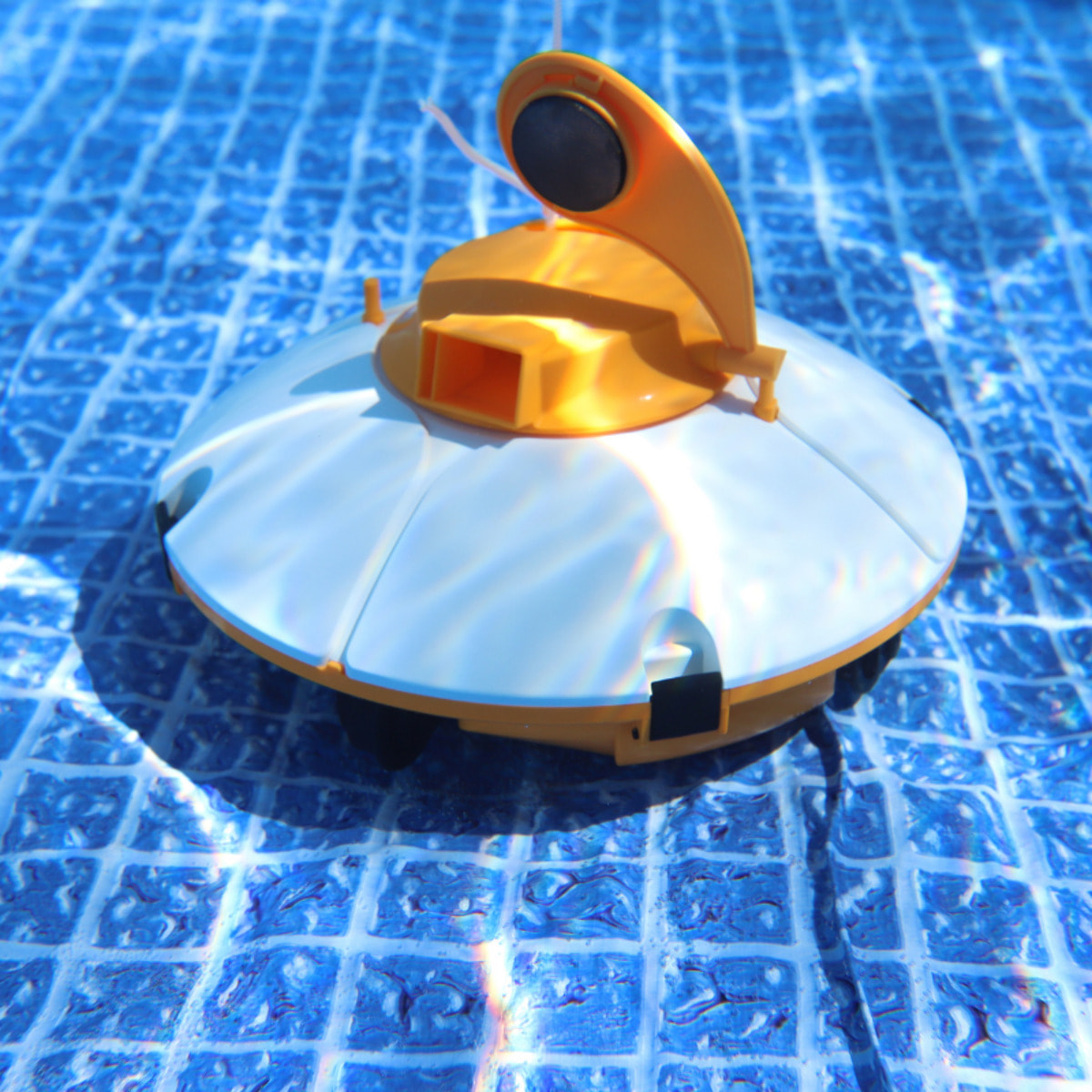 Bestway Robot piscine sans fil Frisbee orange nettoyage fond plat 15 m² max