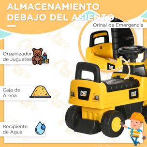 Tractor Correpasillos con Licencia Caterpillar Excavadora para Niños de 18 a 36 Meses con Pala Delantera y Bocina Carga 25 kg 78x29,5x54 cm Amarillo