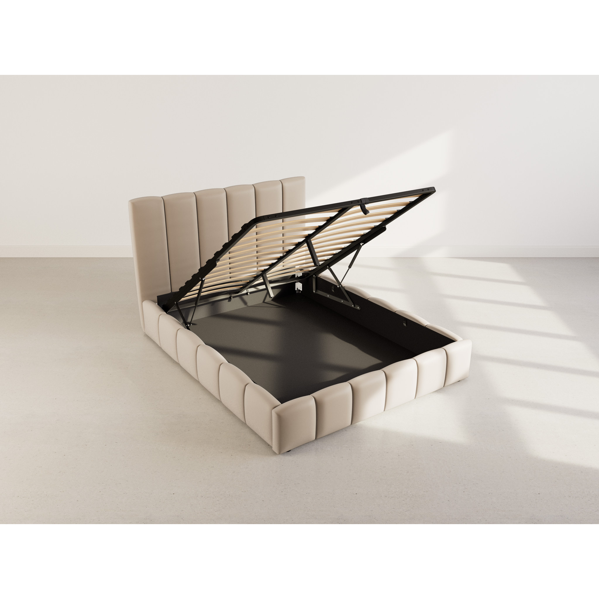 Mermaid - lit coffre - 160x200 cm - en velours - sommier inclus - Taupe