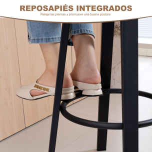 Juego de 2 Taburetes de Bar, Taburetes Altos de Cocina Giratorios, Tapizados de PU, con Respaldo, Marco de Metal, Reposapiés, Asiento de 76,5 cm de Altura, Marrón Oscuro