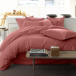 Drap housse percale de coton lavé vieux rose