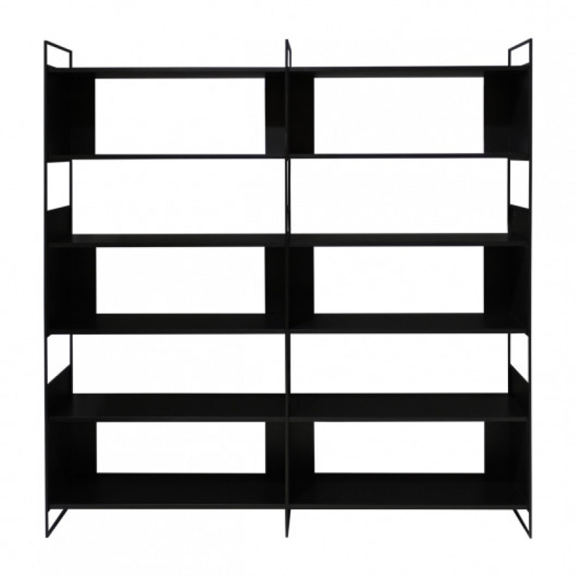Bibliothèque 8 étagères L.180 cm en métal et décor bois noir - DESTINY