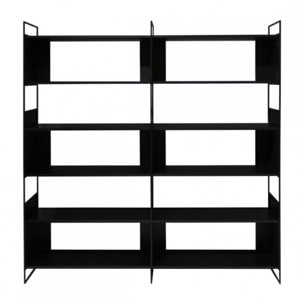 Bibliothèque 8 étagères L.180 cm en métal et décor bois noir - DESTINY