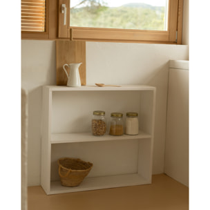 Estantería de madera maciza tono blanco con 1 estante Alto: 74 Largo: 80 Ancho: 20