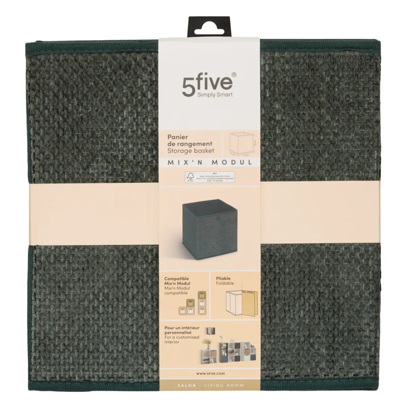 Boîte Mix'N Modul carré pliable 31x31cm vert kaki