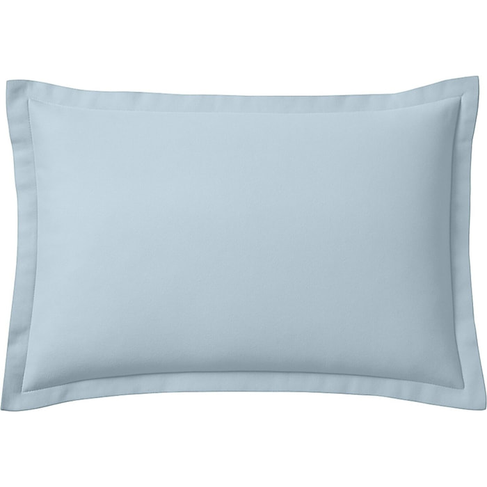 Taie d'oreiller 100% flanelle coton unie - bleu ciel