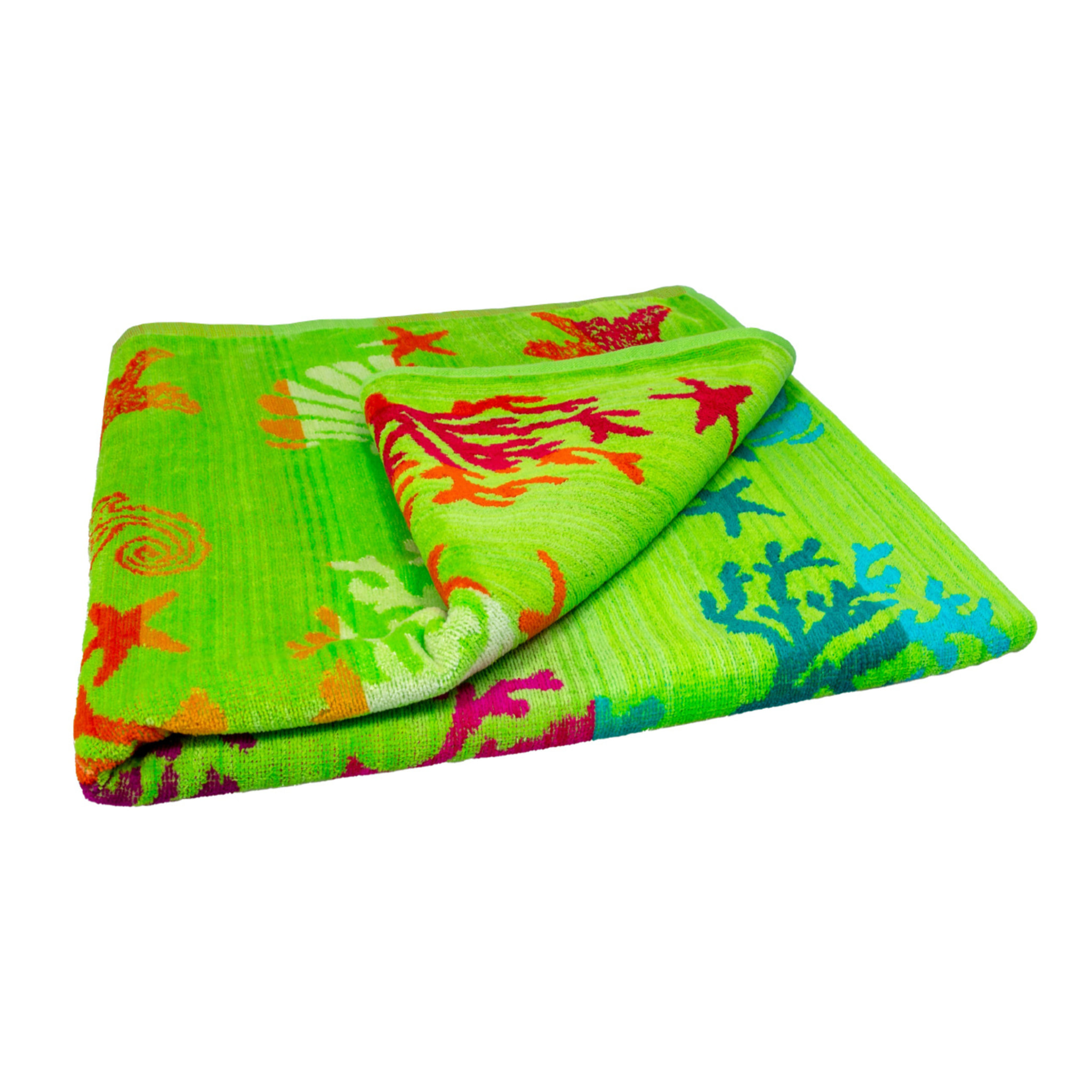 Telo Mare Spugna Jacquard Spiaggia Disegno Fantasy Sea