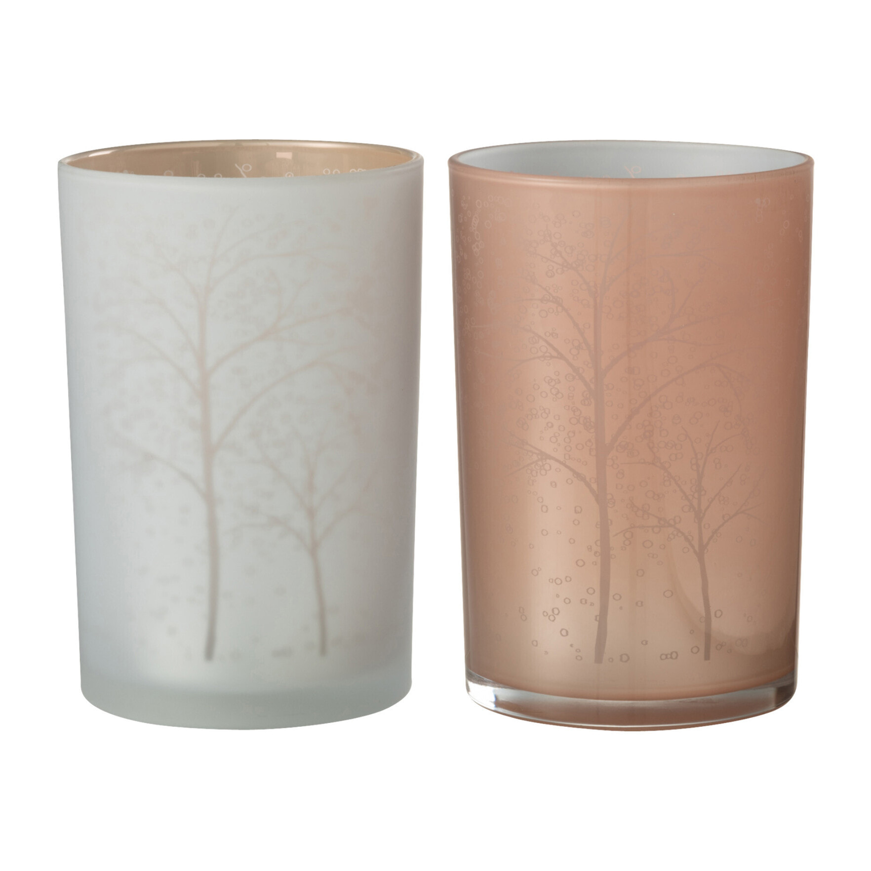 J-Line photophore Arbre - verre - blanc/saumon - large - 2 pcs