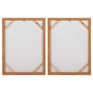 Set 2 Cuadros Hojas 80% Pintado A Mano 60x4x80 Cm