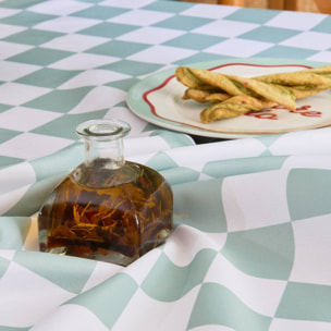 Nappe Della pasta 300x150cm vert céladon imprimé carreaux