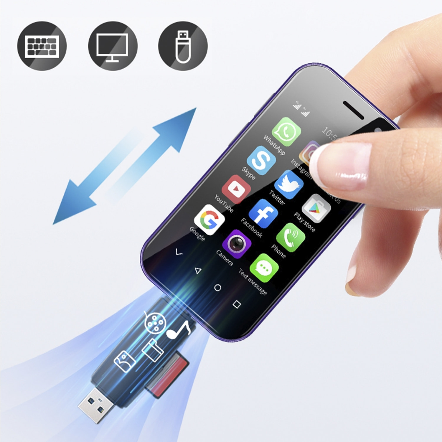 DAM Smartphone  Mini 14 PRO 4G, Android 9.0, 2GB RAM + 16GB. Schermo da 3''. Doppia scheda SIM. 4,7x1,2x9,4 cm. Colore nero