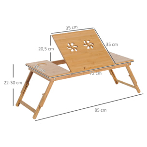 Mesa de Ordenador Portátil Plegable Reclinable de Bambú