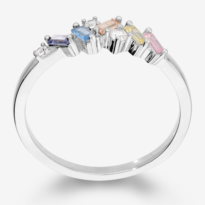 Anello Riviera con Cubic Zirconia Multicolore