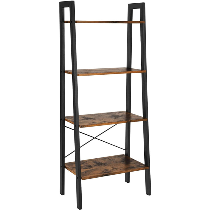 Libreria a scala industriale LLS44X in legno rustico e metallo