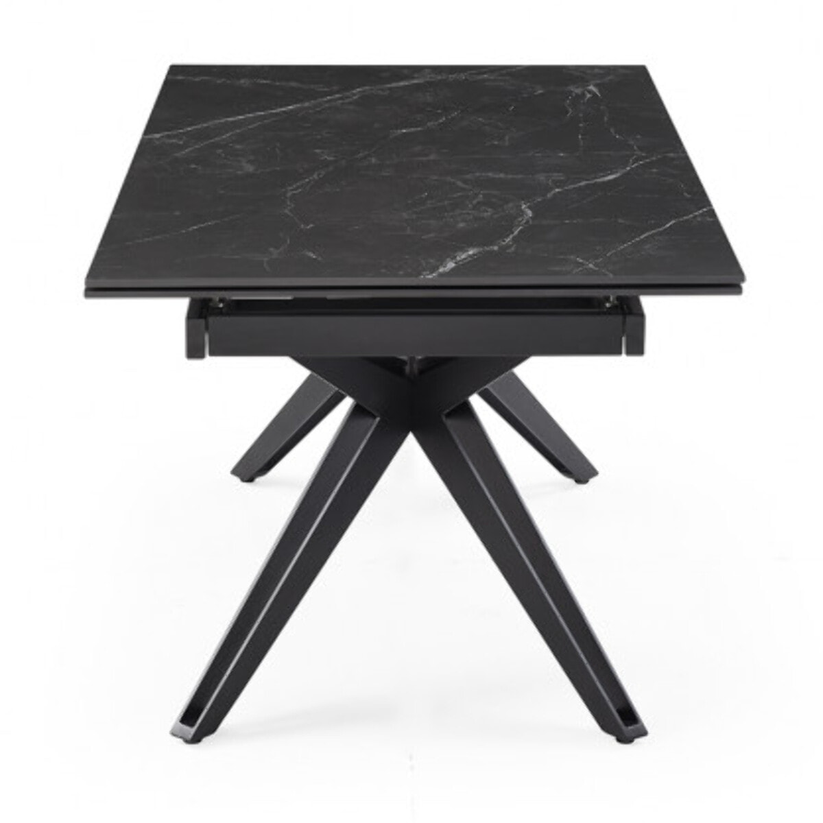 Table extensible en céramique marbré noir L160/240cm - 9 piètements - UNIK
