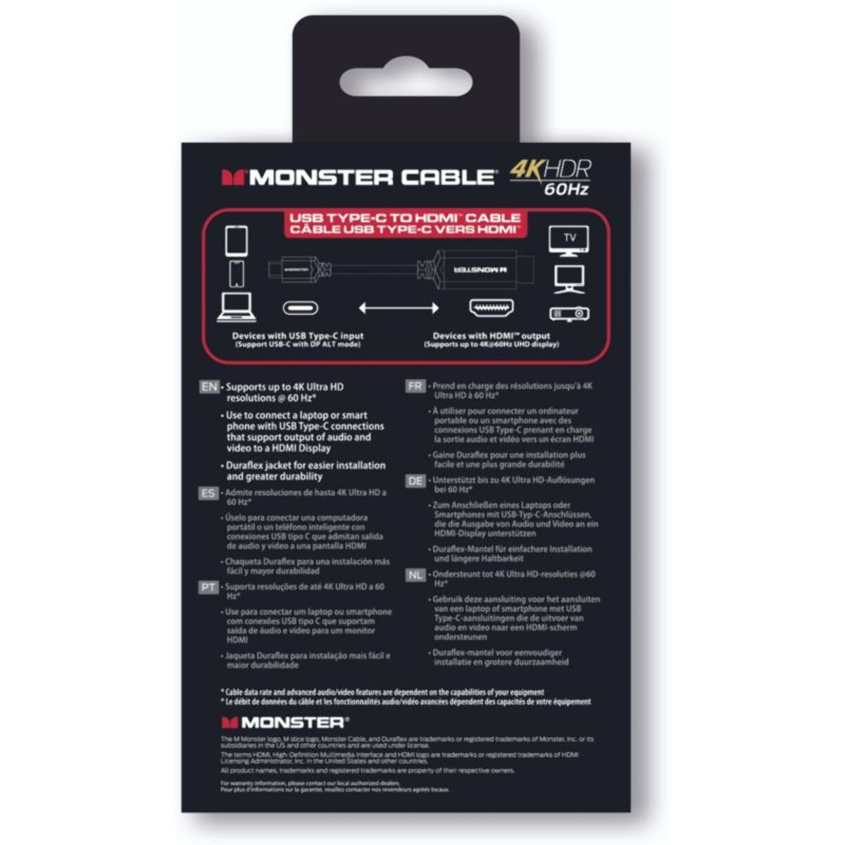 Câble USB-C MONSTERCABLE USB C vers HDMI 4K HDR 60HZ 2M