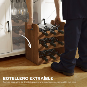 Aparador de Cocina con Botellero, Aparador con 2 Puertas de Granero, Estantes Ajustables y Soporte para Copas, para 9 Botellas, Buffet Auxiliar de Cocina para Comedor, Salón 120x37x88 cm Blanco