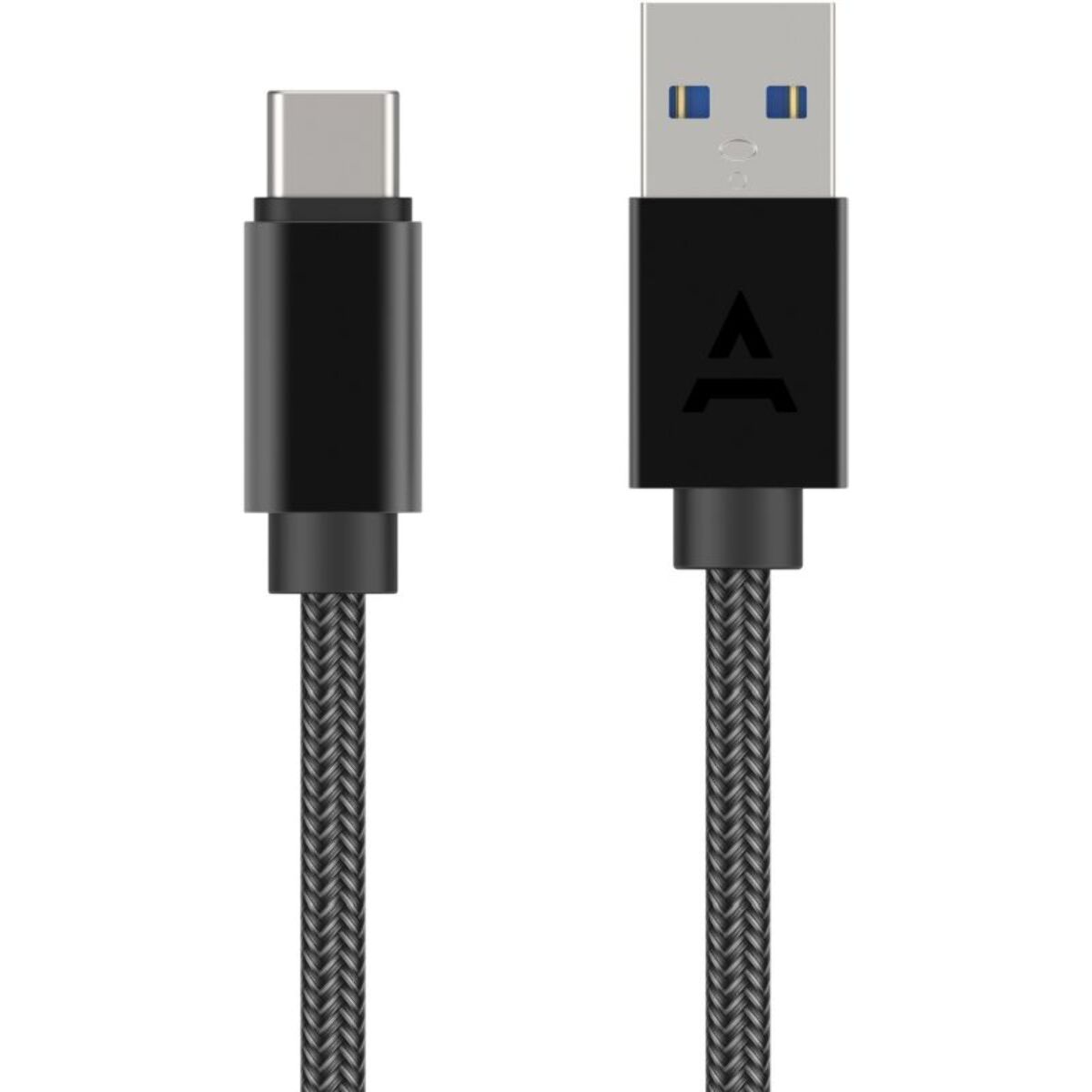 Câble USB C ADEQWAT vers USB 2M tressé Noir compatible iPhone 17 16 15 Pro Max et Samsung Galaxy S25 S24 Ultra