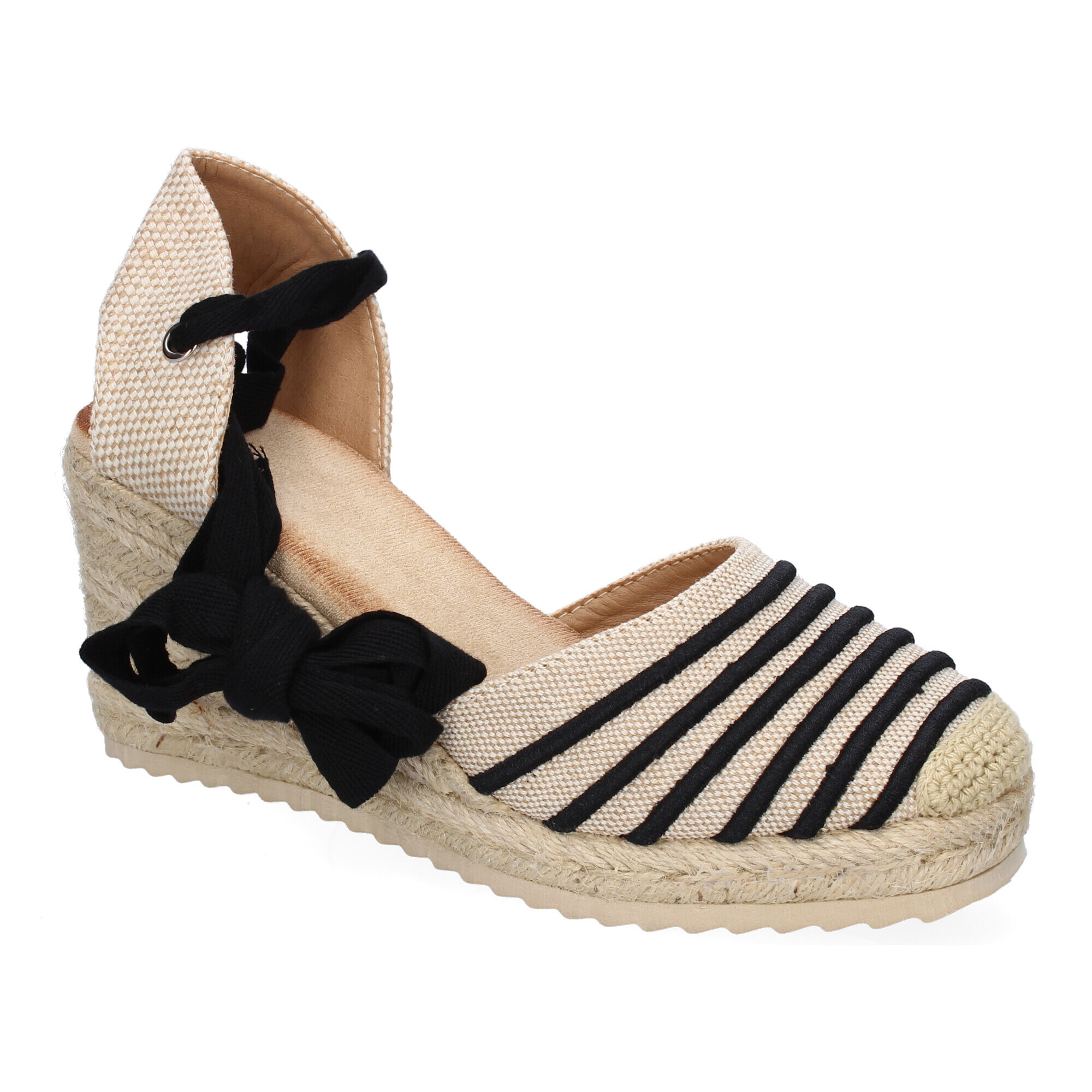Sandalia de Mujer con Cuña de Yute, Comodas y Elegantes, Diseño Moderno con Cintas