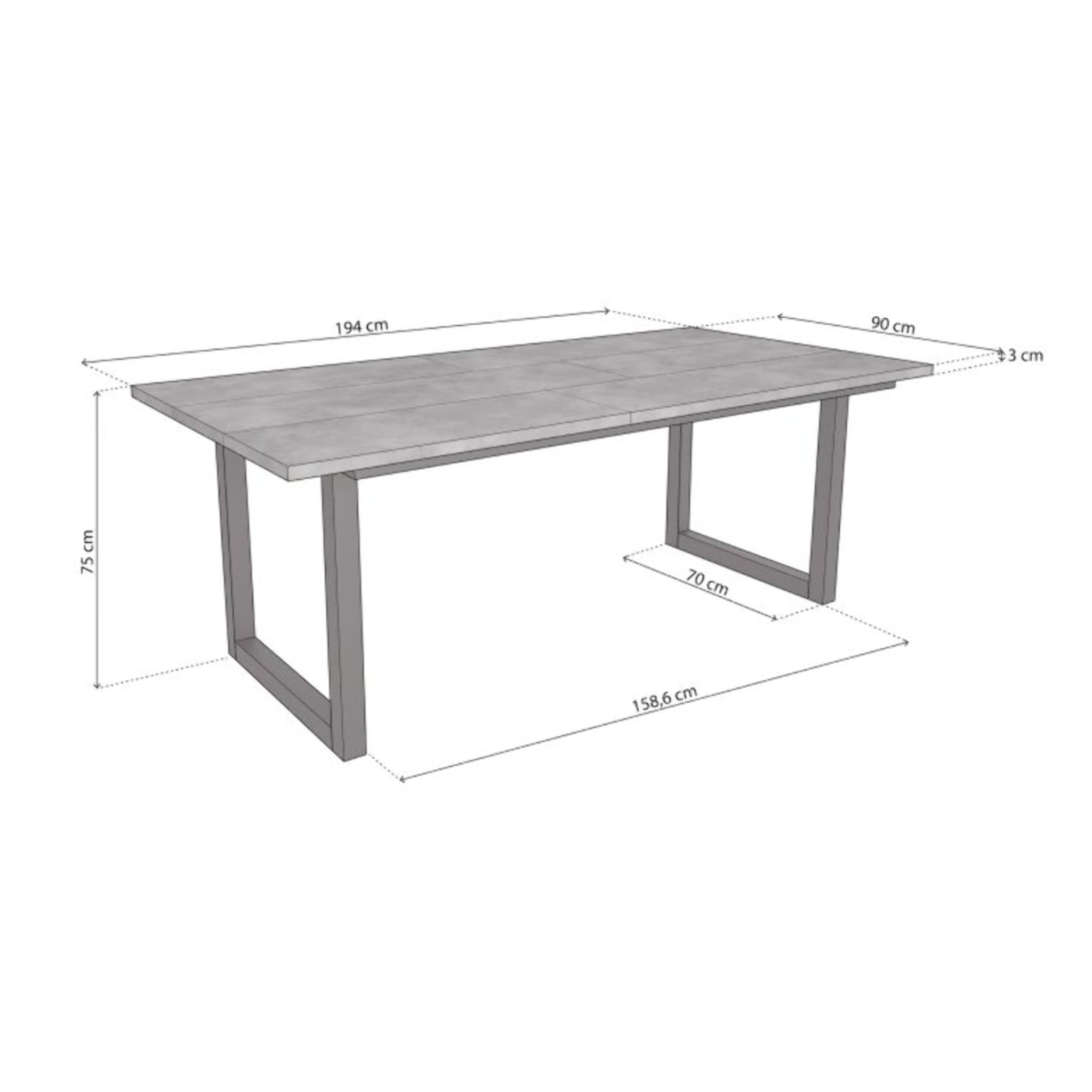 Mesa de comedor Altea 200 Cemento Negro