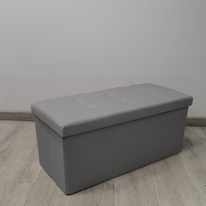 Pouf contenitore imbottito in tessuto con seduta lunga, panca multifunzione con spazio interno, ideale come poggiapiedi, seduta o contenitore, pratico e versatile per soggiorno, camera o ingresso, facile da pulire, dimensioni 76x34x34 cm