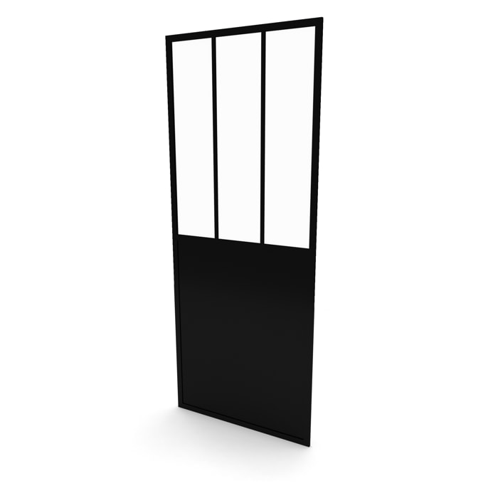 Paroi de retour type atelier 80x200cm - PAROI DE RETOUR - PROFILE NOIR MAT - verre transparent 5mm