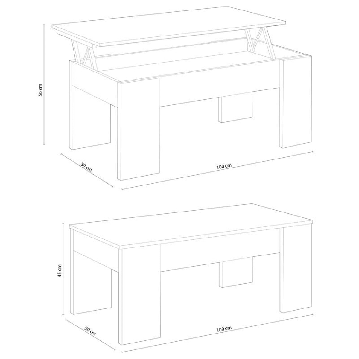 Mesa de centro elevable Low Cost Blanco Artik (Blanco Mate)