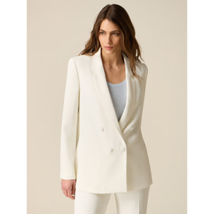 Oltre - Blazer cruzado de tejido crepé - Blanco