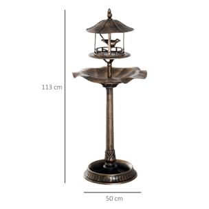 Bain d'oiseaux abreuvoir pour oiseaux jardinière 3 en 1 dim. Ø 50 x 113H cm polypropylène bronze antique