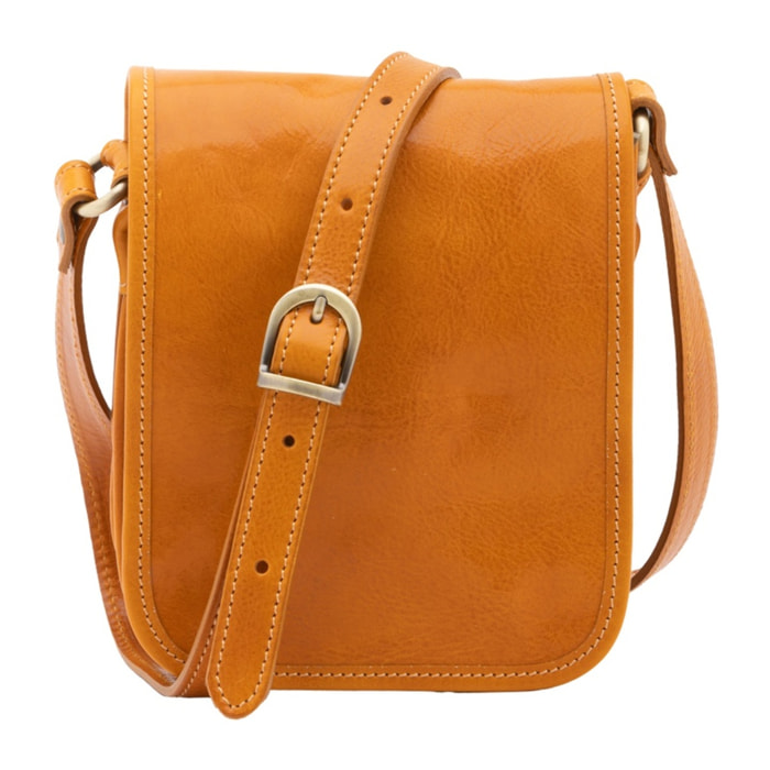 Borsa a tracolla da uomo in vera pelle - Modello False - Made in Italy - 20.0 x 16.5 x 10.0 cm