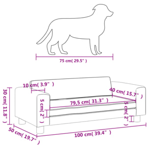 Canapé pour chien avec extension - Gris clair