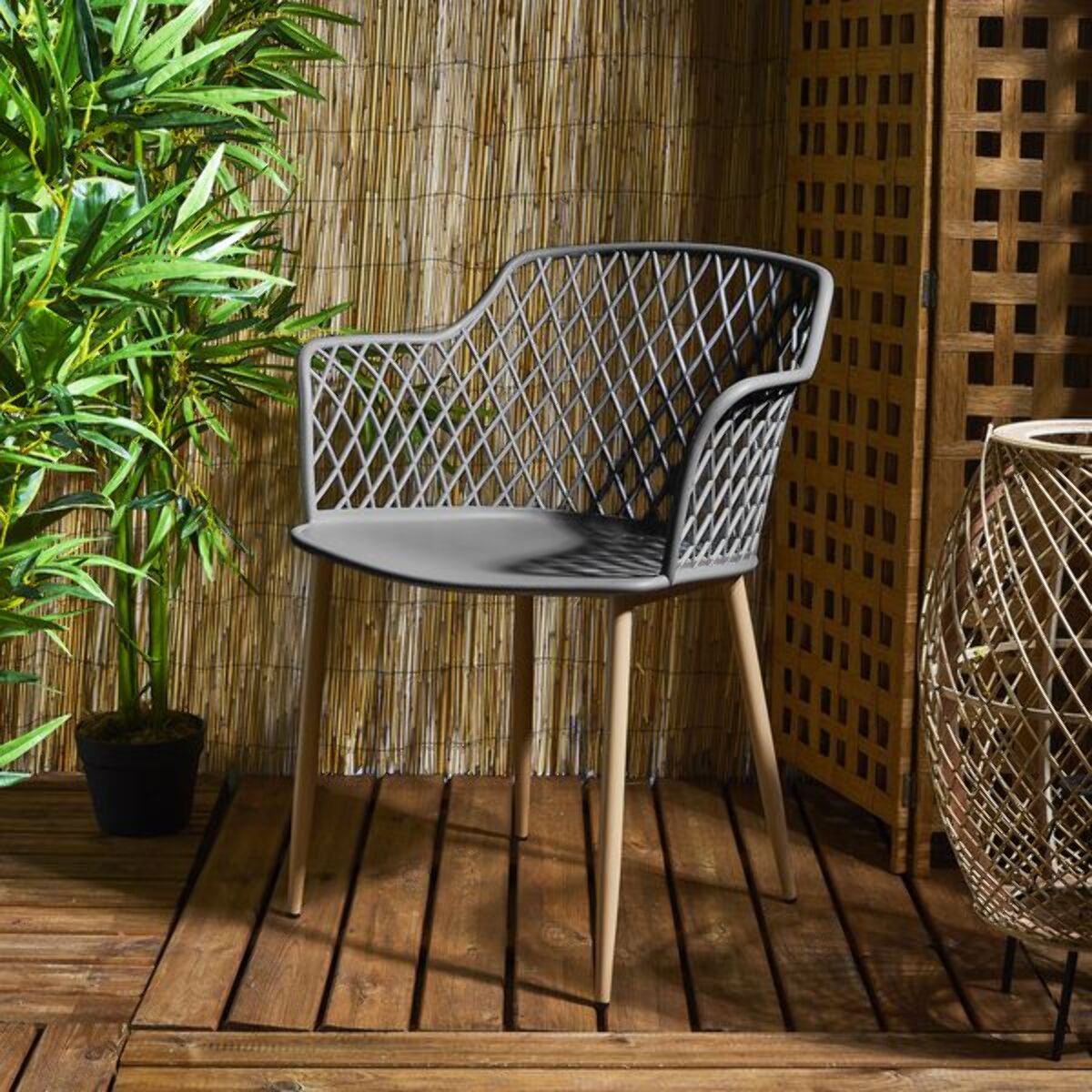 Fauteuil Exterieur Malaga Gris - Lot De 4