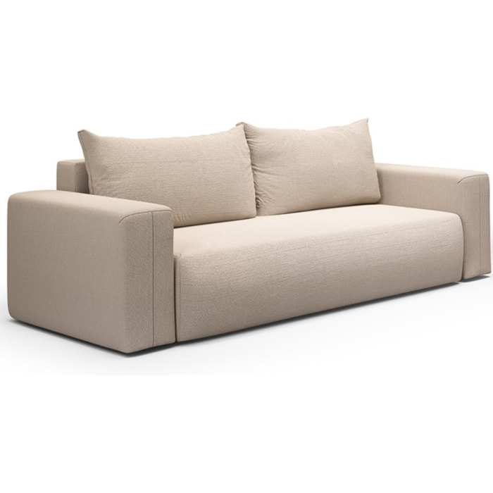 NALA - Canapé droit convertible droit 3 places en tissu beige