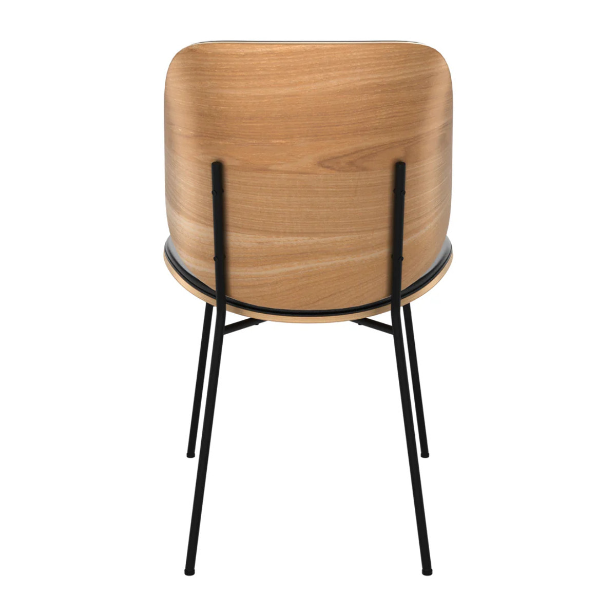 Chaise en bois foncé, PU noir et pieds en métal noir - Hector